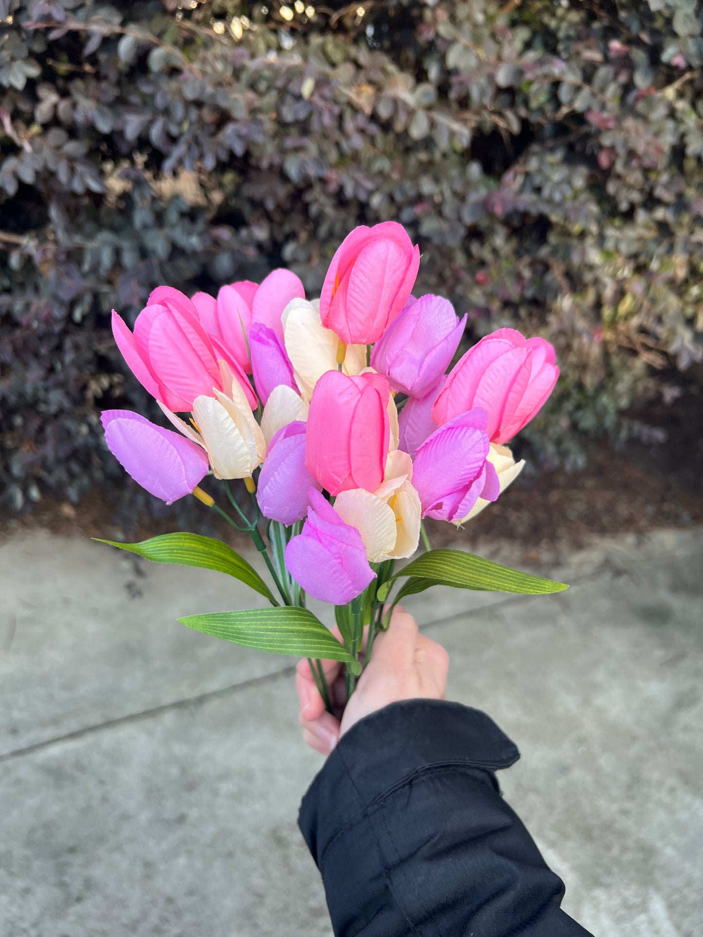 Tulip and Layered Ficus Wreath with Bow