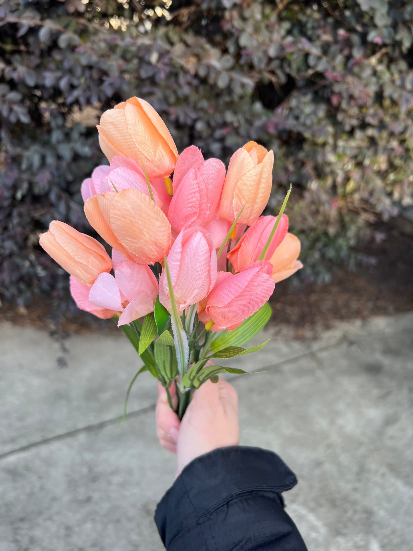 Tulip and Layered Ficus Wreath with Bow
