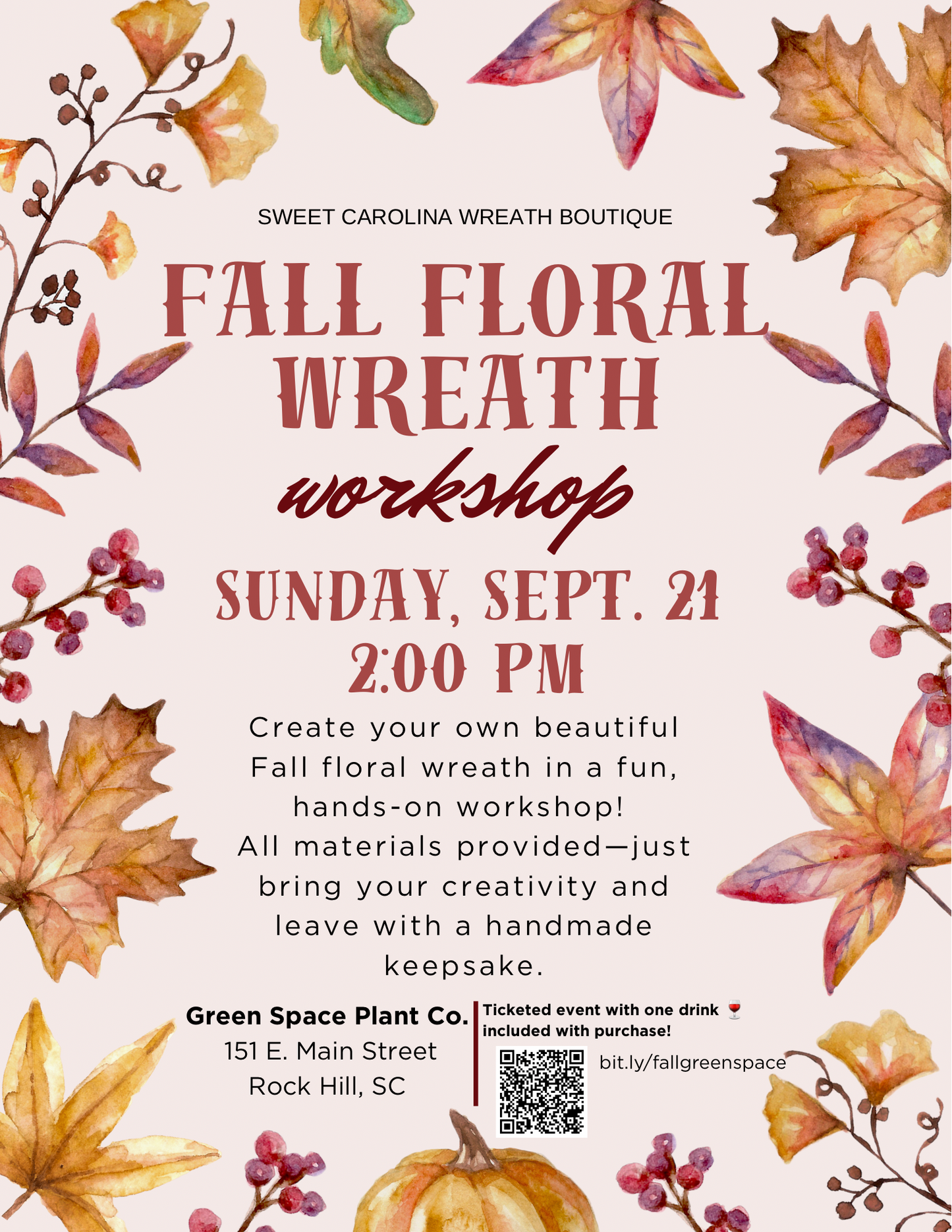 2025 Fall Floral Wreath Workshop- Green Space Plant Co.