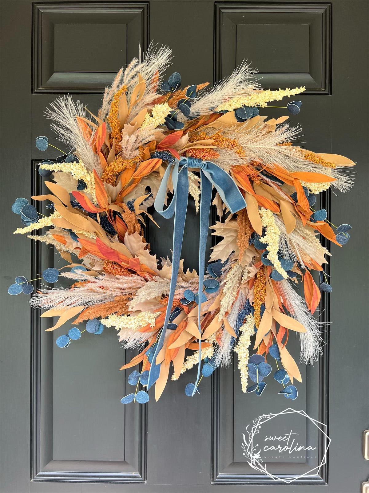 “Laurie” Blue, Orange, Cream Wreath