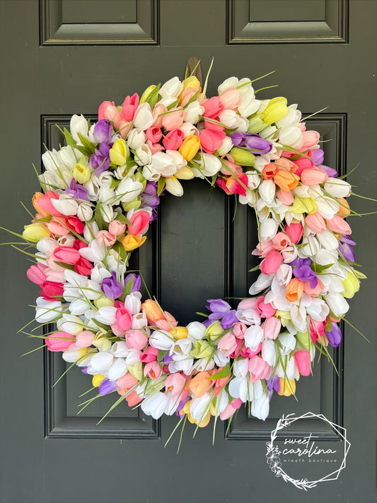 Bright & Colorful Tulip Spring Wreath