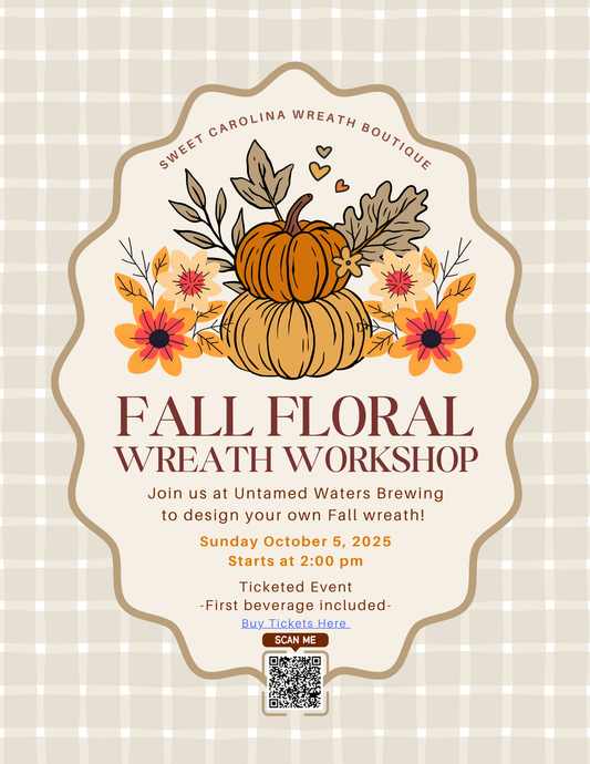 2025 Fall Floral Wreath Workshop- Untamed Waters Brewing