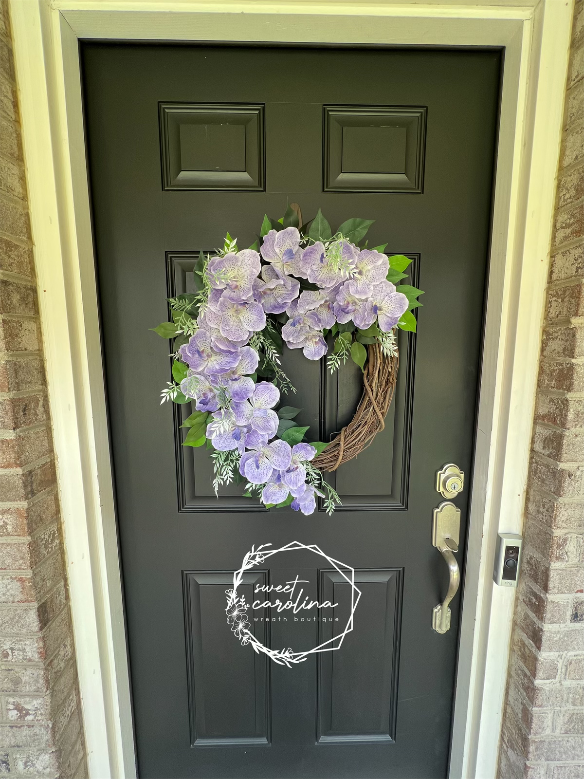 Lilac and Lavender Orchid Wreath with Ficus