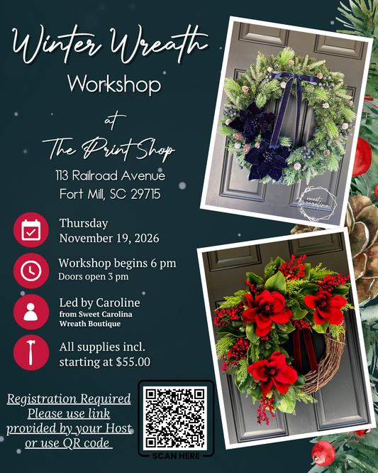 11/19• Holiday Wreath Making Workshop• The Print Shop
