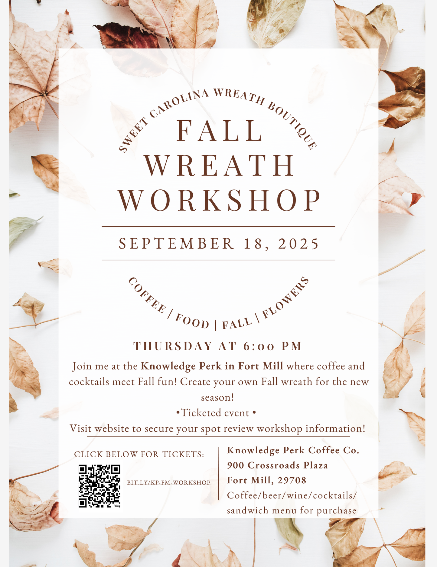 2025 Fall Wreath Workshop- Knowledge Perk Coffee Co.