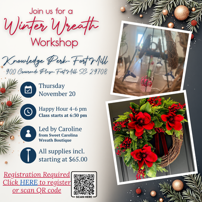 Nov 20- Holiday Wreath Workshop: Knowledge Perk- Fort Mill