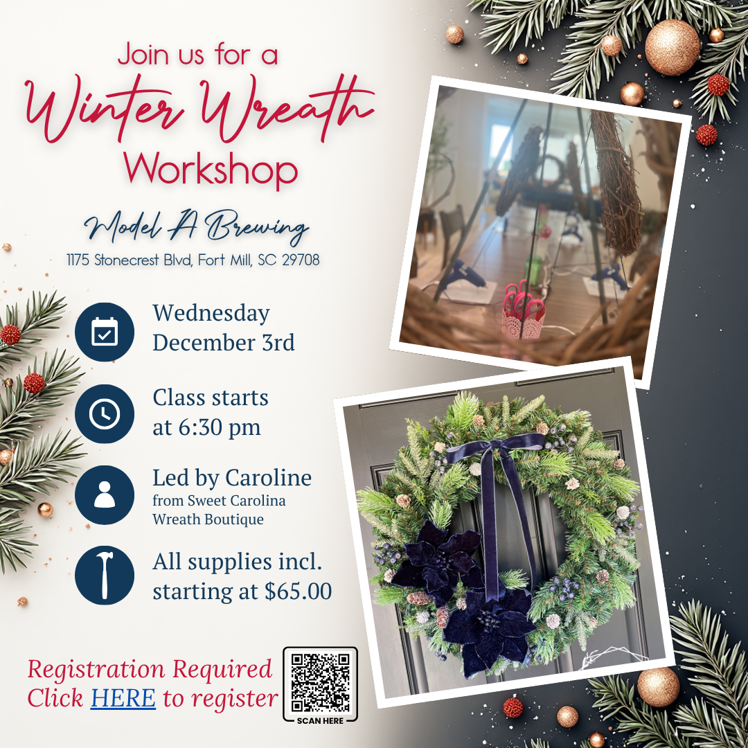 •SOLD OUT!• Dec 3- Holiday Wreath Workshop: Model A Brewing