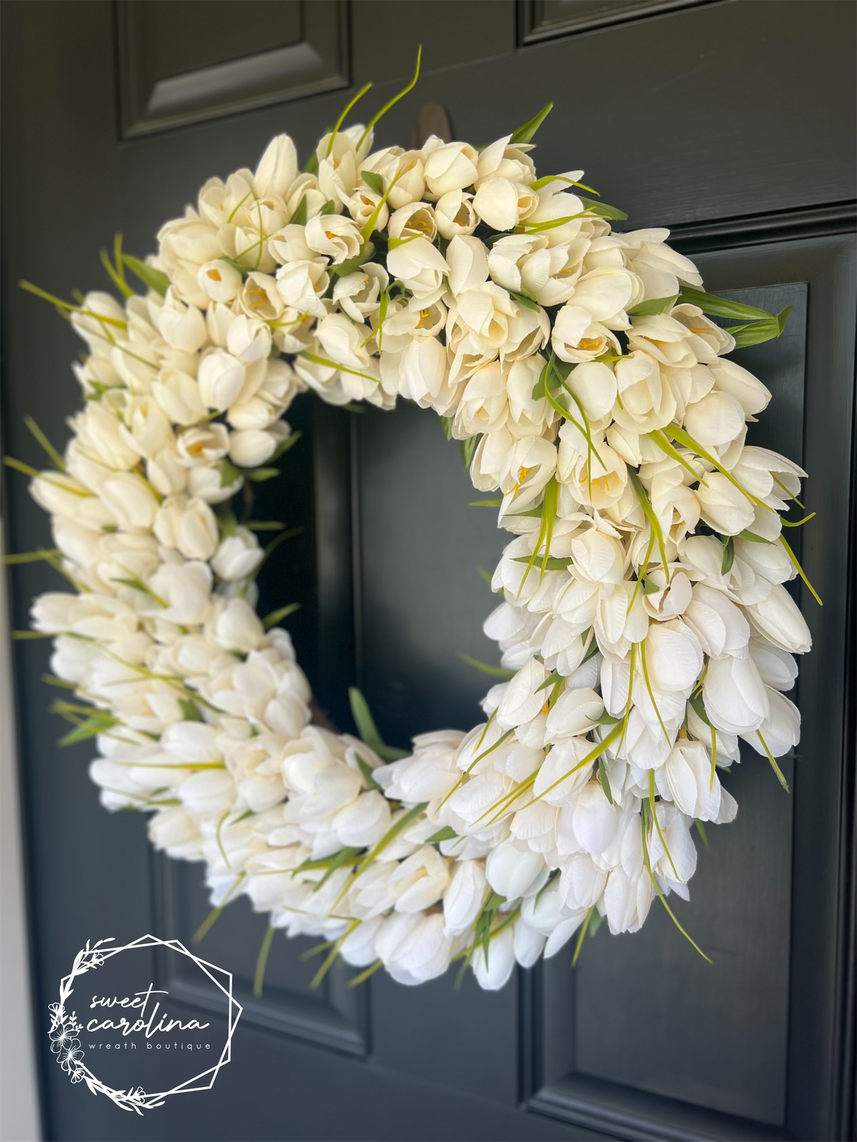 Cream Tulip Wreath Full Arrangement